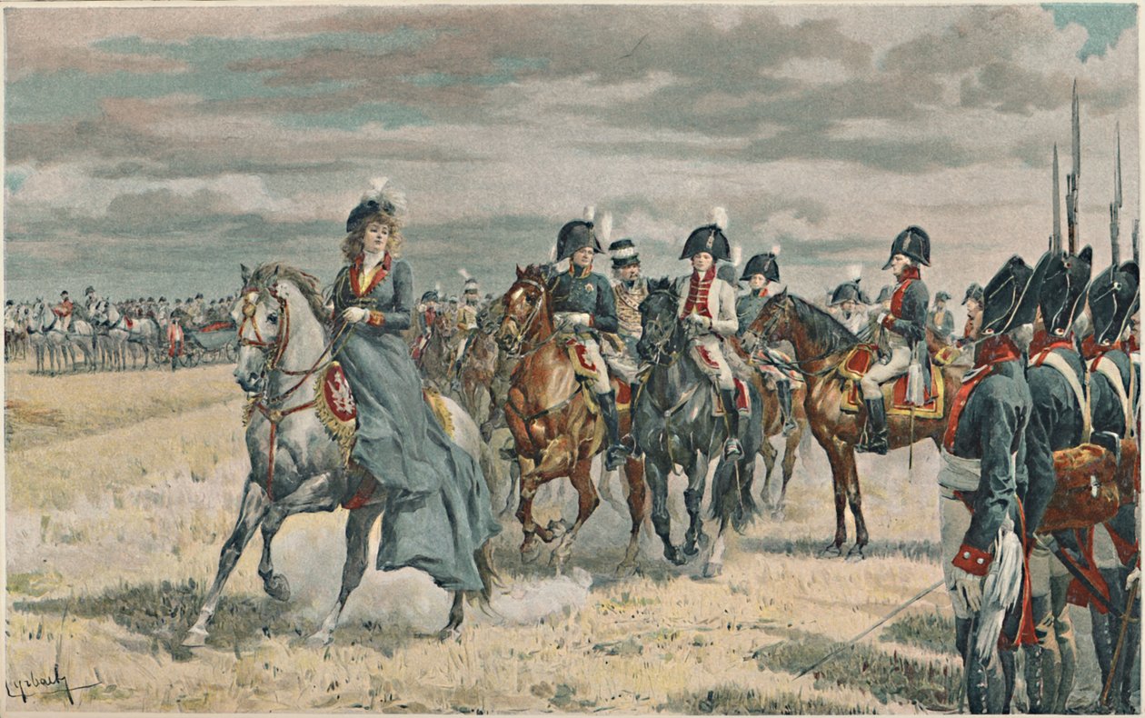 Dronning Louisa gjennomgår den prøyssiske hæren, 1896 av Unbekannt