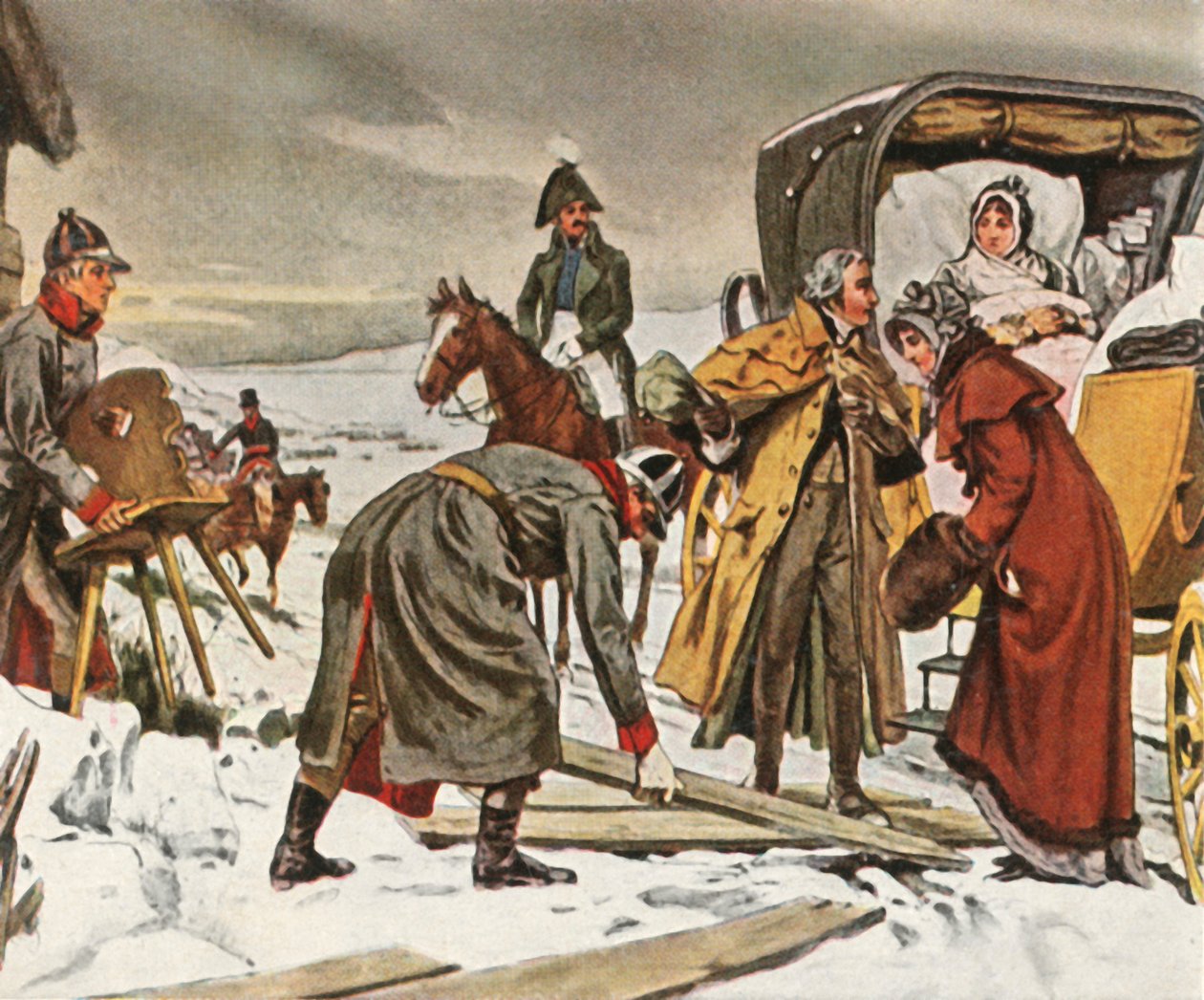 Dronning Louise på flyturen til Memel, 5. januar 1807, 1936. av Unbekannt