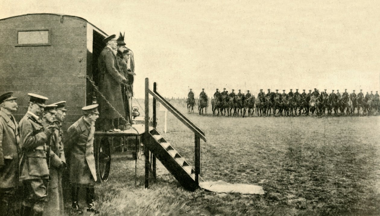 Dronning Mary av Teck besøker soldater ved Aldershot i Hampshire, første verdenskrig, 1915, c1920. av Unbekannt