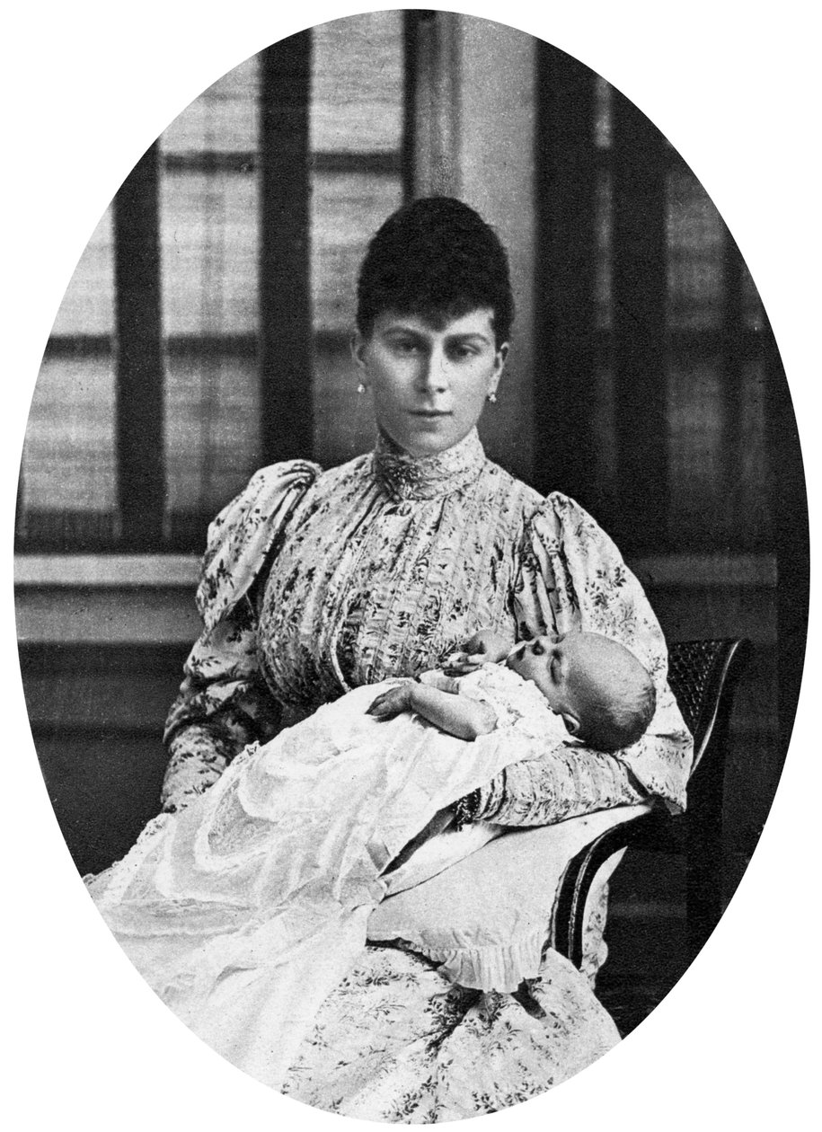 Dronning Mary med den fremtidige kong Edward VIII, c1894 av Unbekannt