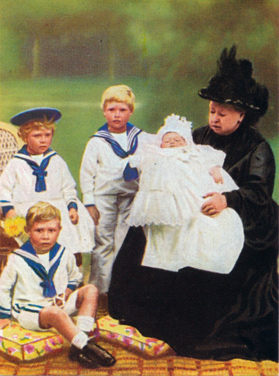 Dronning Victoria 1819-1901 avbildet med noen av hennes oldebarn, i Osborne House on the Is av Unbekannt