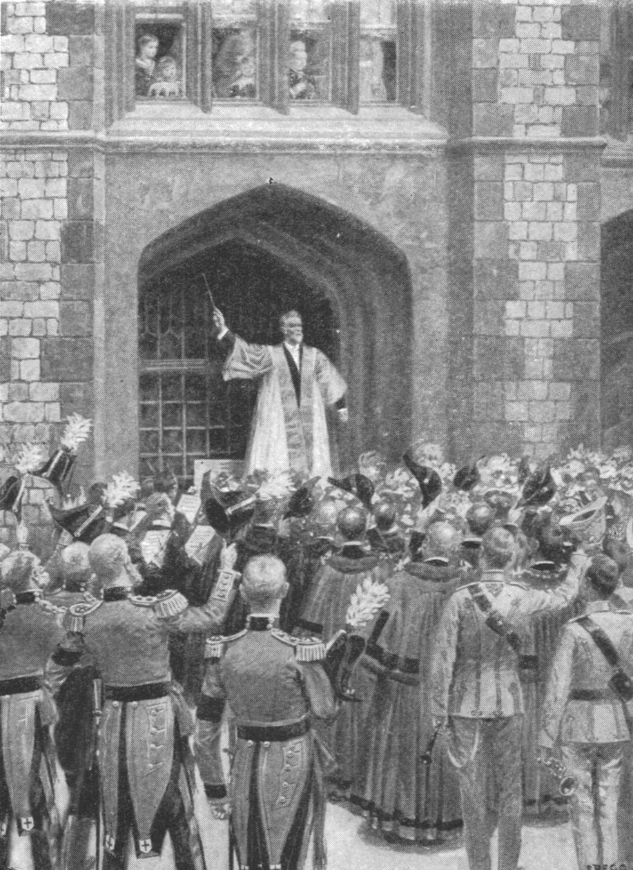 Dronning Victoria hadde en serenade i Windsor om morgenen hennes åttiårsdag...1899, 1901. av Unbekannt
