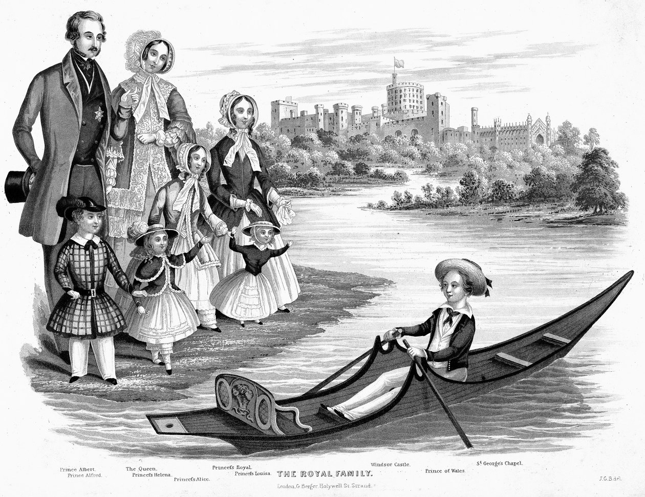Dronning Victoria og Prins Albert med sine seks eldste barn, ca 1850 av Unbekannt