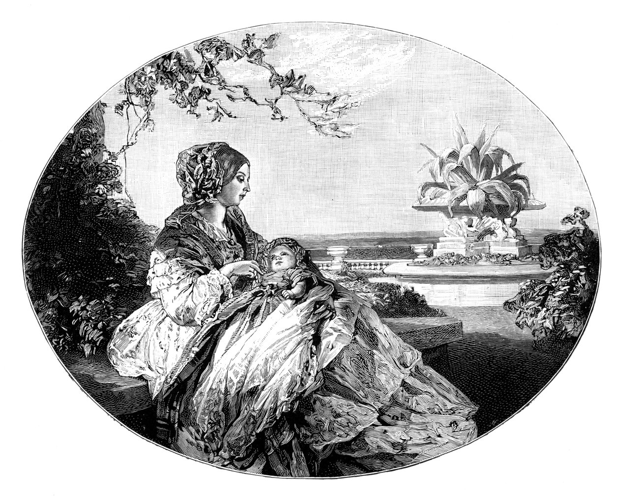 Dronning Victoria og prins Arthur, 1850 av Unbekannt