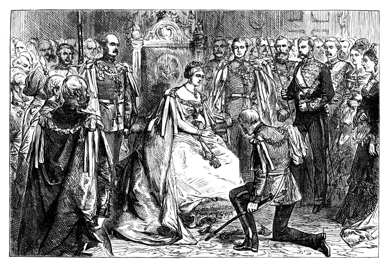 Dronning Victoria holder den første investituren av ordenen til Star of India, c1861 av Unbekannt