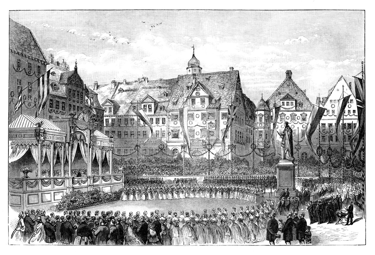 Dronning Victoria avduker en statue av Prince Albert, Coburg, Tyskland, 1865 av Unbekannt