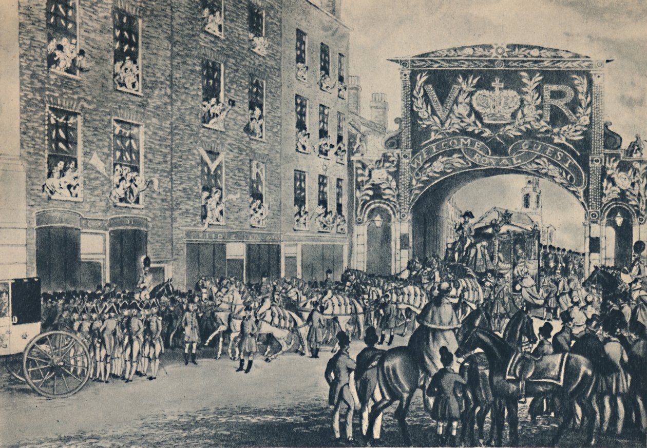Dronning Victorias inngang til byen på vei til Guildhall, 9. november 1837, 1948. av Unbekannt