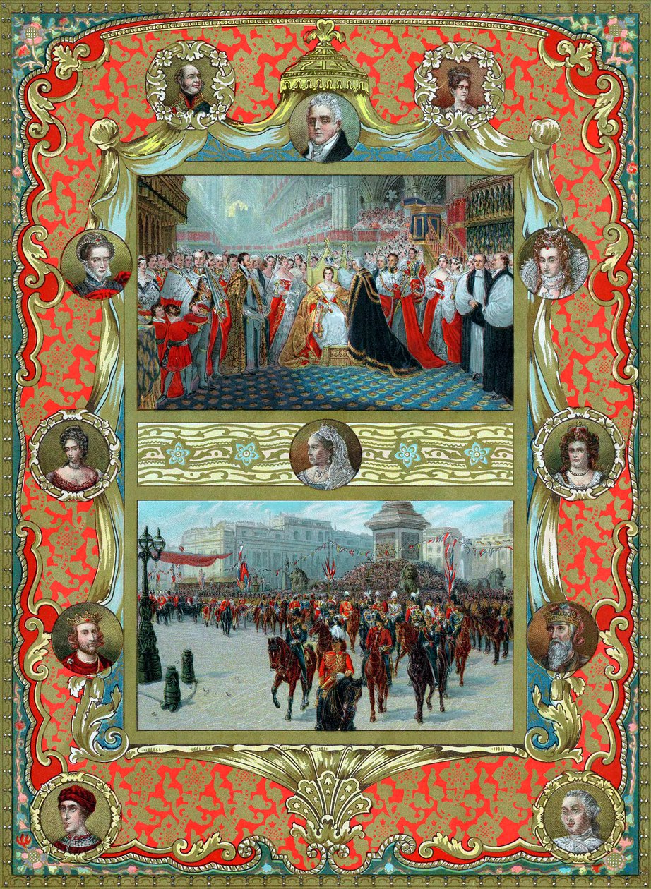 Dronning Victorias kroning, 1837 og Golden Jubilee, 1887 av Unbekannt