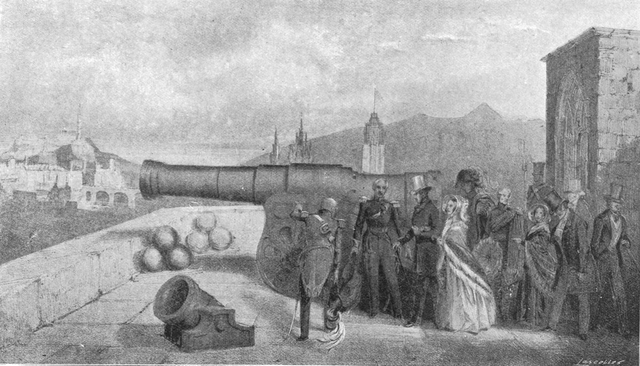 Dronning Victorias første besøk i Skottland, 1842: Inspeksjon av Mons Meg ved Edinburgh Castle, 1901. av Unbekannt