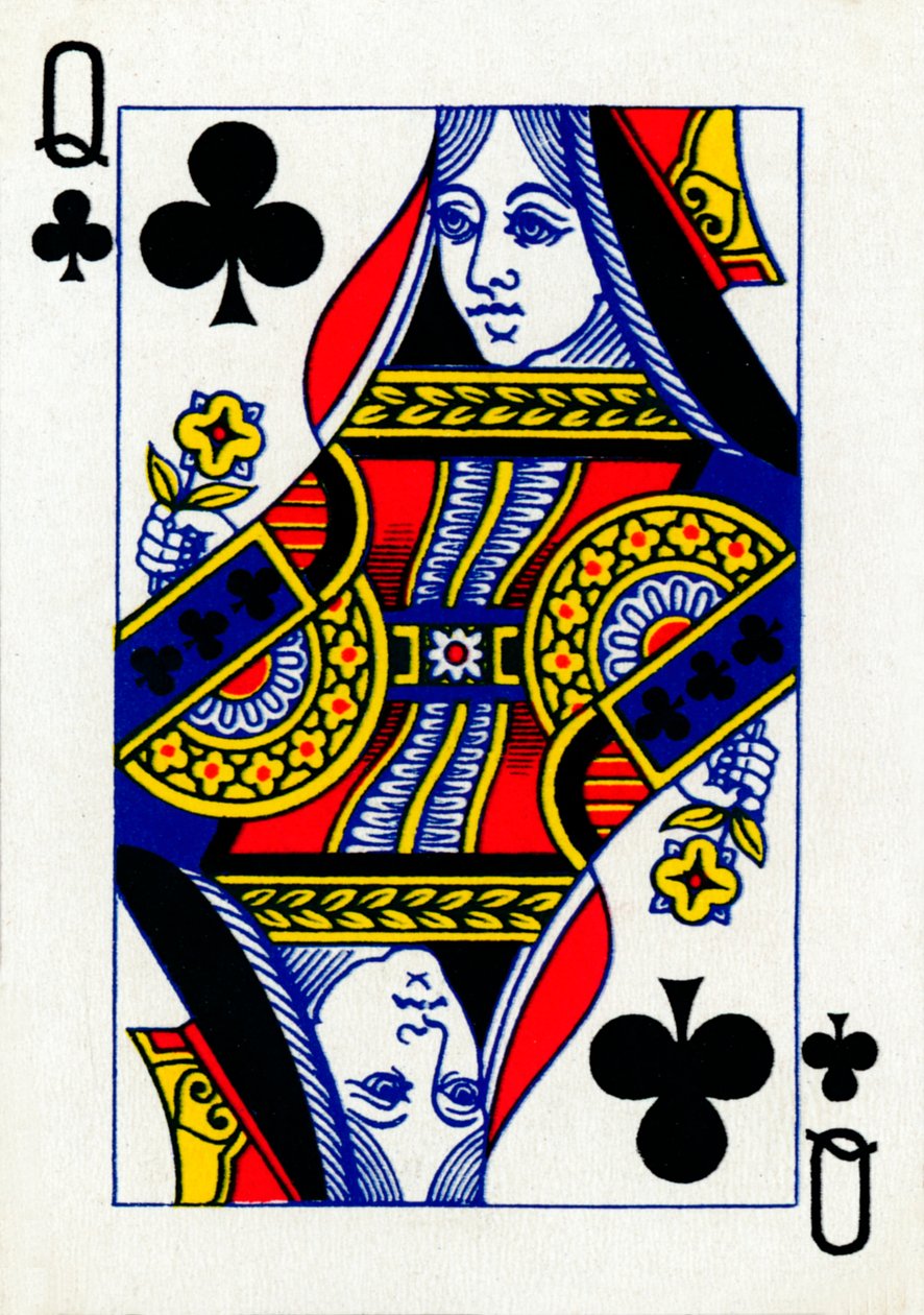 Queen of Clubs fra en kortstokk med Goodall & Son Ltd.-spillekort, c1940 av Unbekannt