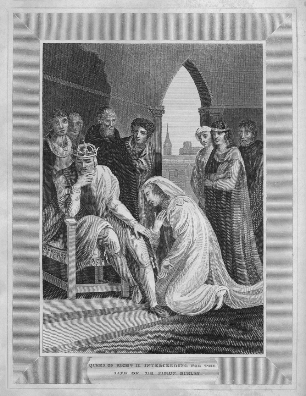 Dronning av Richard II. Forbønn for livet til Sir Simon Burley, 1838 av Unbekannt