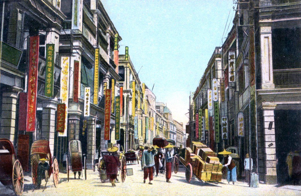 Queens Road Central, Hong Kong, Kina, ca 1900-tallet av Unbekannt
