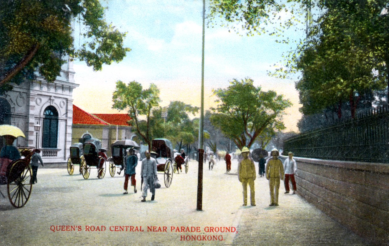 Queens Road Central, nær Parade Ground, Hong Kong, Kina, ca 1900-tallet av Unbekannt