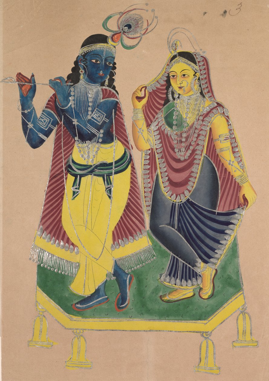 Radha og Krishna, 1800-tallet. av Unbekannt