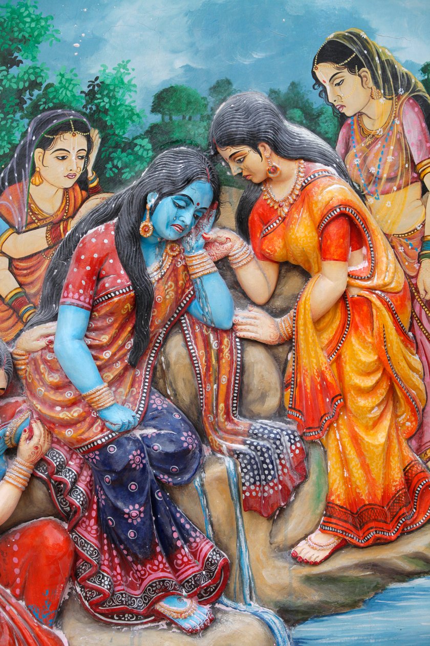 Radha gråter etter å ha blitt skilt fra Krishna Vrindavan Inde av Unbekannt