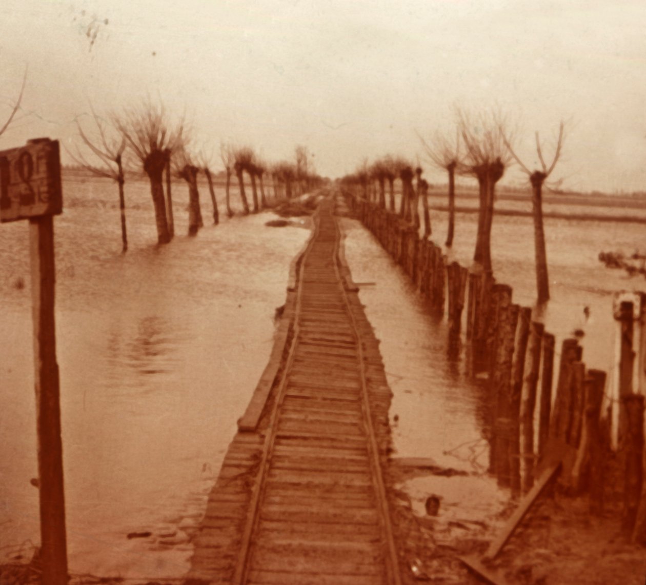 Jernbanelinje, Nieuwpoort, Flandern, Belgia, c1914-c1918 av Unbekannt