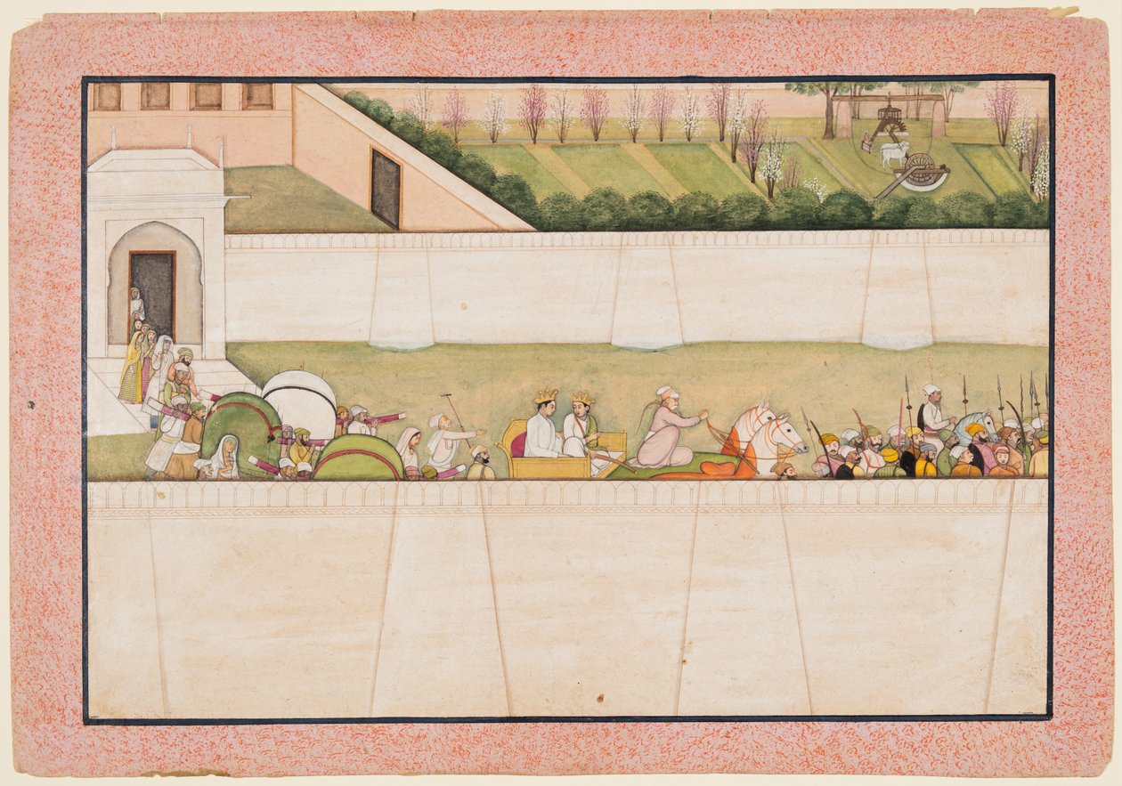 Ramas-brødrene Bharata og Shatrughna dro fra Ayodhya for å finne Rama og Lakshmana..., 1775-80. av Unbekannt