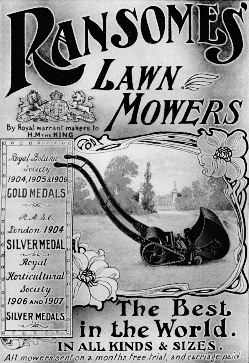 Ransomes Lawn Mowers-annonse, 1908 av Unbekannt