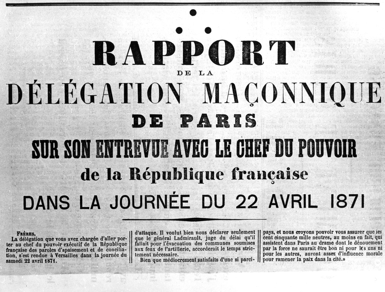 Rapport fra frimurerdelegasjonen, fra franske politiske plakater fra Paris-kommunen av Unbekannt
