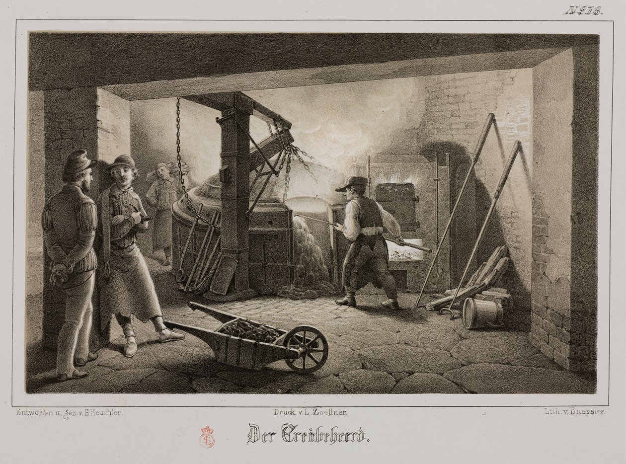 Råmaterialebehandling, Metallurgy Foundry, Tyskland, ca 1851 av Unbekannt