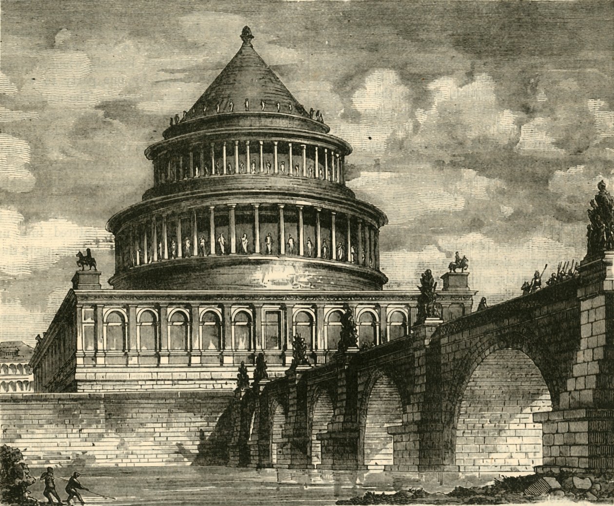 Gjenoppbygging av Mausoleet av Hadrian, nå slottet Saint Angelo, 1890. av Unbekannt