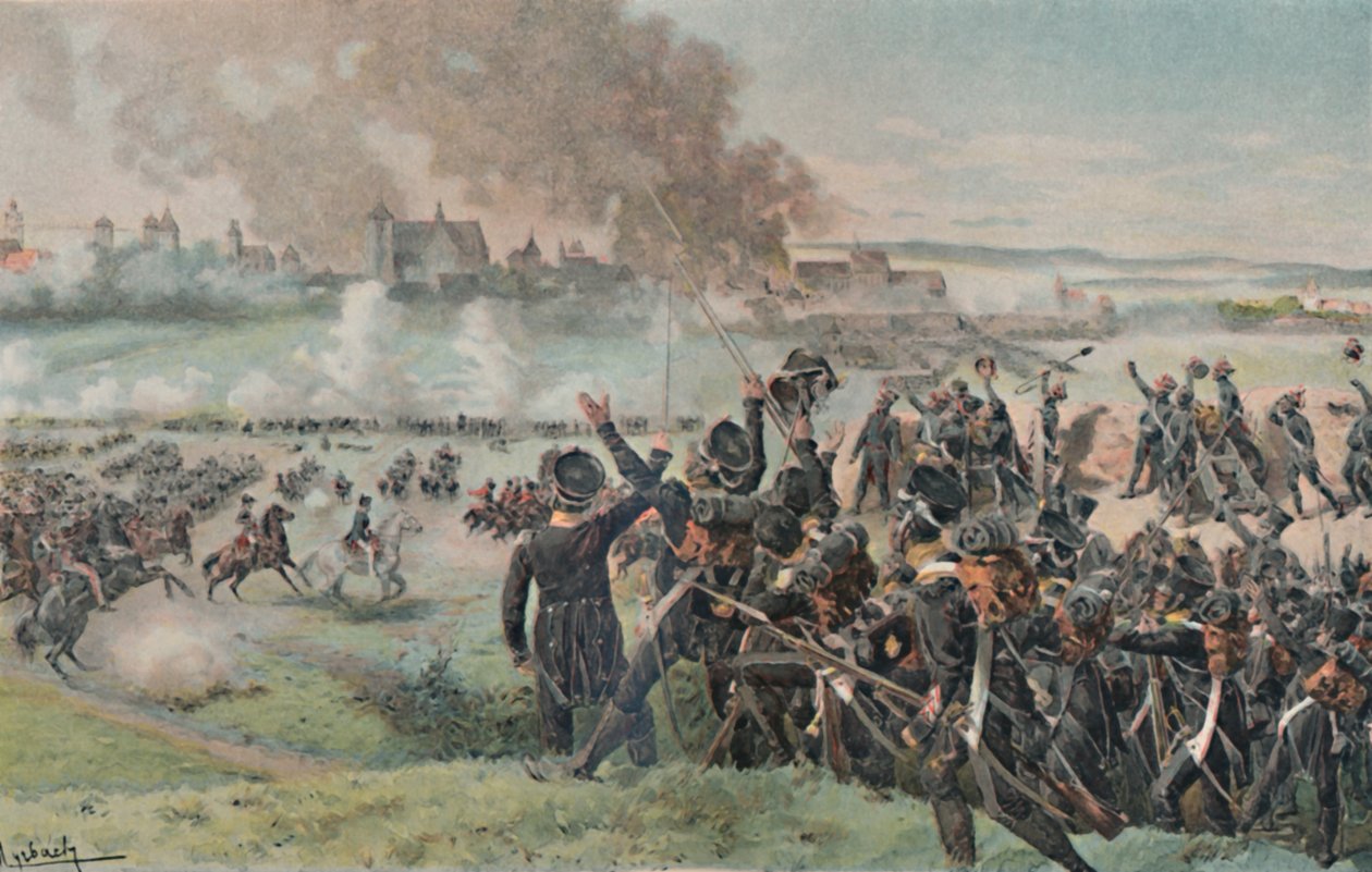 Gjenopptreden av Napoleon på feltet før Ratisbon, 1809, 1896. av Unbekannt
