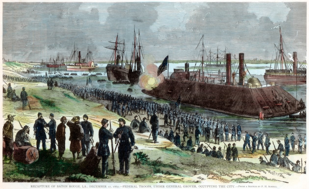 Gjenerobring av Baton Rouge, Louisiana, amerikansk borgerkrig, 17. desember 1862 av Unbekannt
