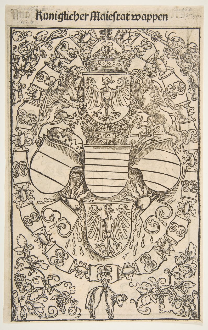 Rekto: Våpenskjold til Maximilian I som konge av romerne, verso: Våpenskjold til Florian ..., 1502. av Unbekannt