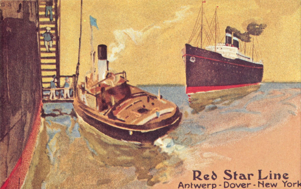 Red Star Line passasjerskip og tender, c1900. av Unbekannt