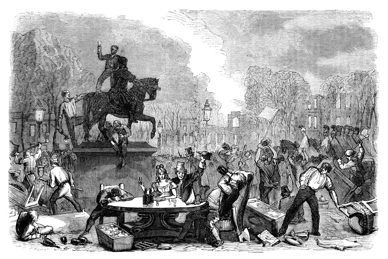 Reformopptøyer på Queens Square, Bristol, 1831 c1895 av Unbekannt