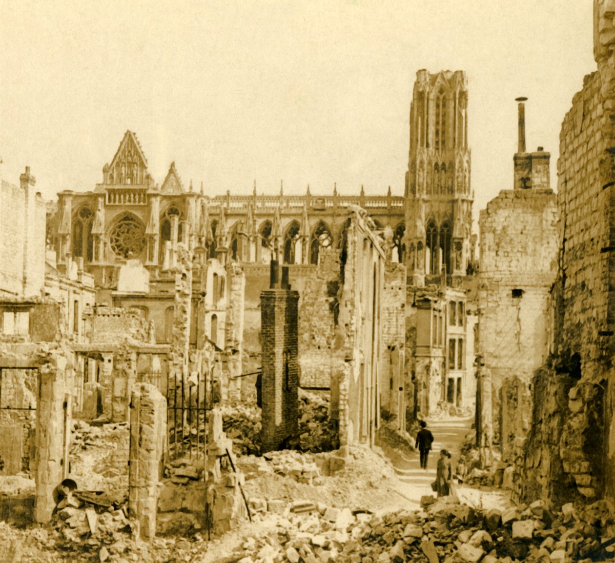 Reims katedral, Reims, Nord-Frankrike, c1914-c1918 av Unbekannt