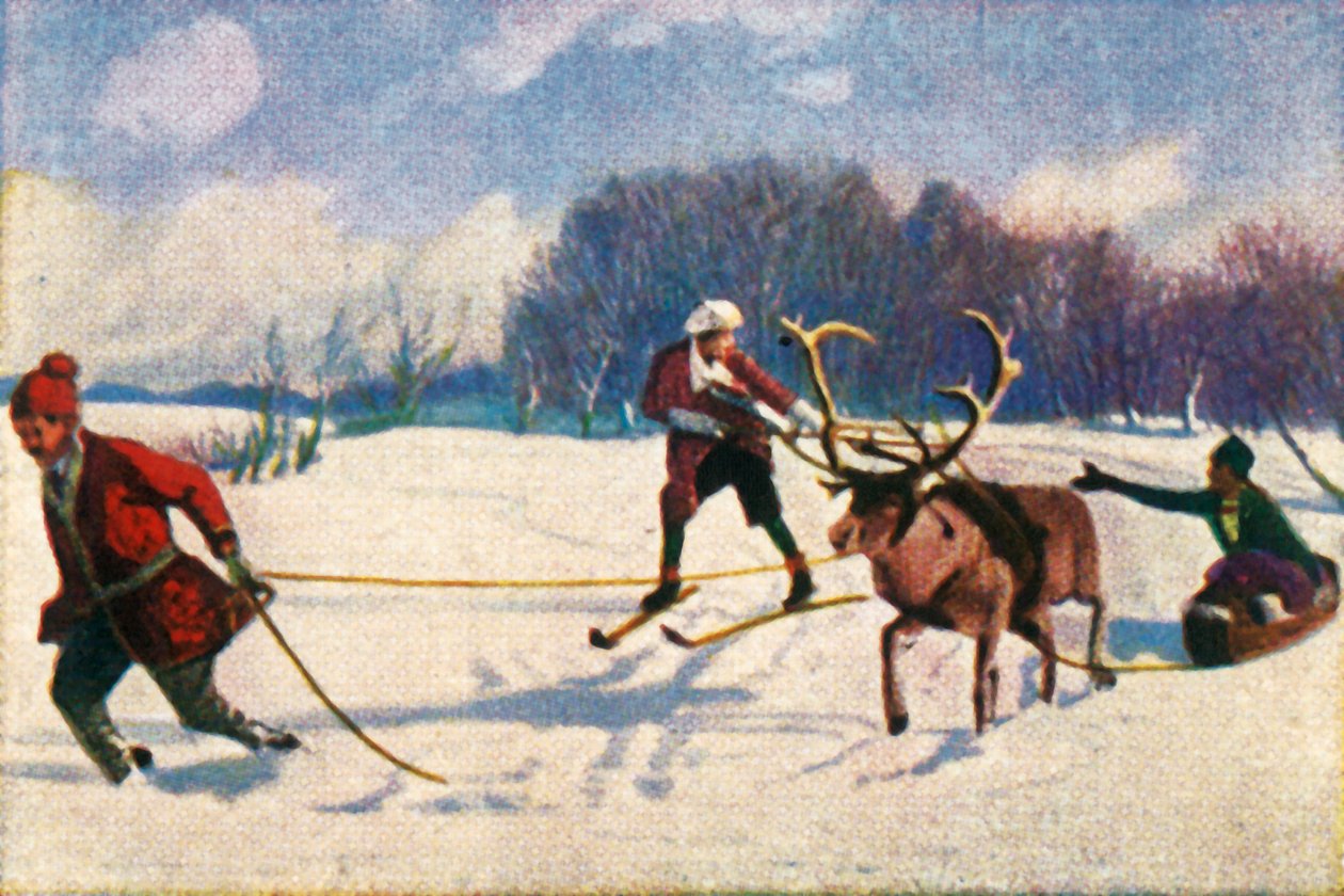Reinsdyrsledetur i Sverige, c1928. av Unbekannt
