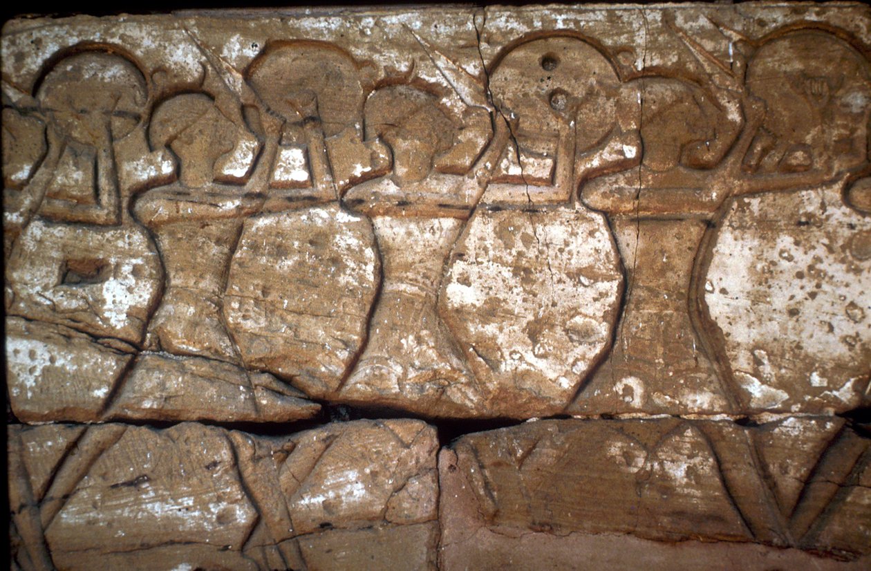 Relieff of Soldiers, Temple of Ramses III, Medinet Habu, Luxor, Egypt, c1100-tallet f.Kr. av Unbekannt