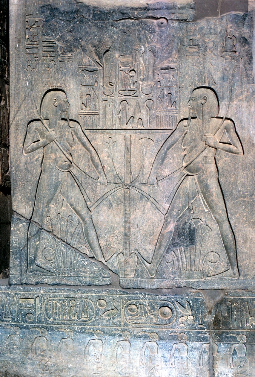 Relieff av to figurer av Hapy Nilens gud, tempel hellig for Amun Mut & Khons, Luxor, Egypt av Unbekannt