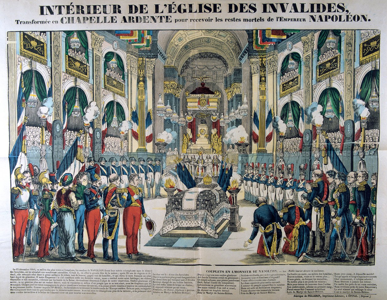 Rester av Napoleon I blir brakt til Les Invalides i Paris, 15. desember 1840, 1800-tallet av Unbekannt