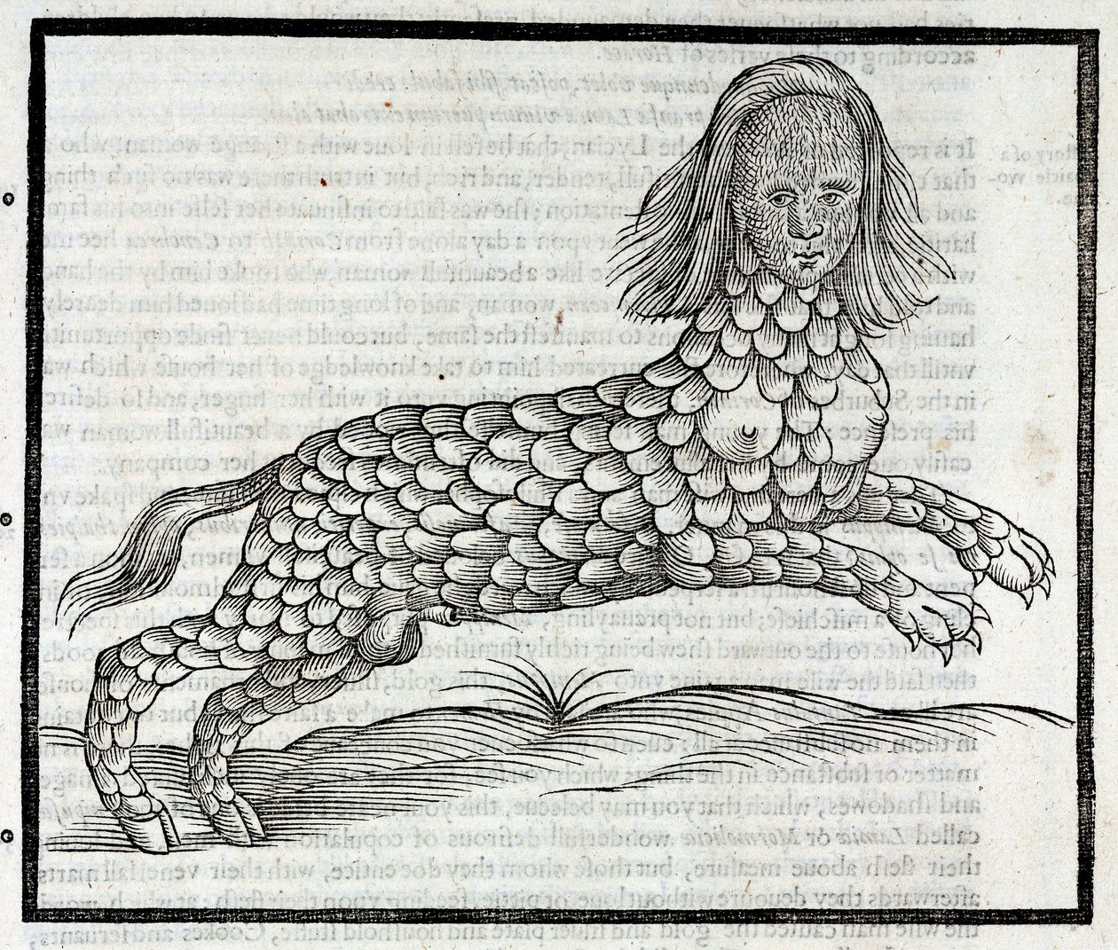 "Representation de la creature Lamia (Sybaris) Gravure dekk av "History of Four-footed Beastes" d'Edward Topsell 1607 The Lamia av Unbekannt