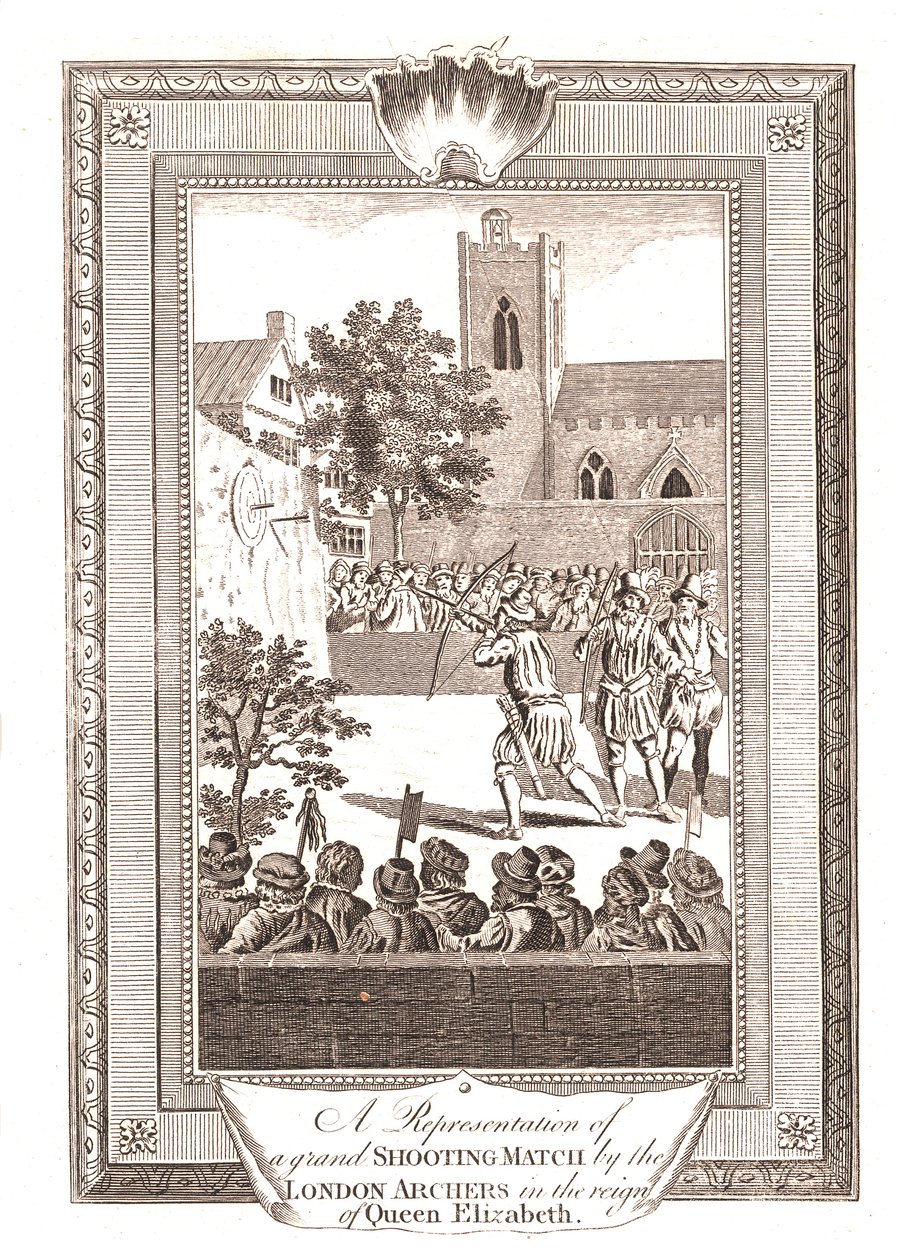 Representasjoner av skytekampen av London Archers under dronning Elizabeths regjeringstid, 1793 av Unbekannt