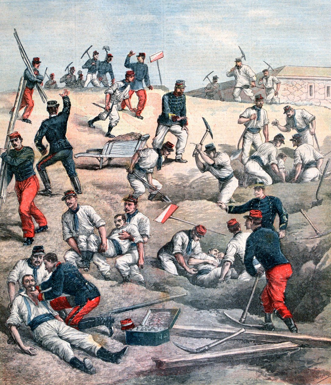 Redning av ofrene ved Aubervilliers fort, 1892. av Unbekannt