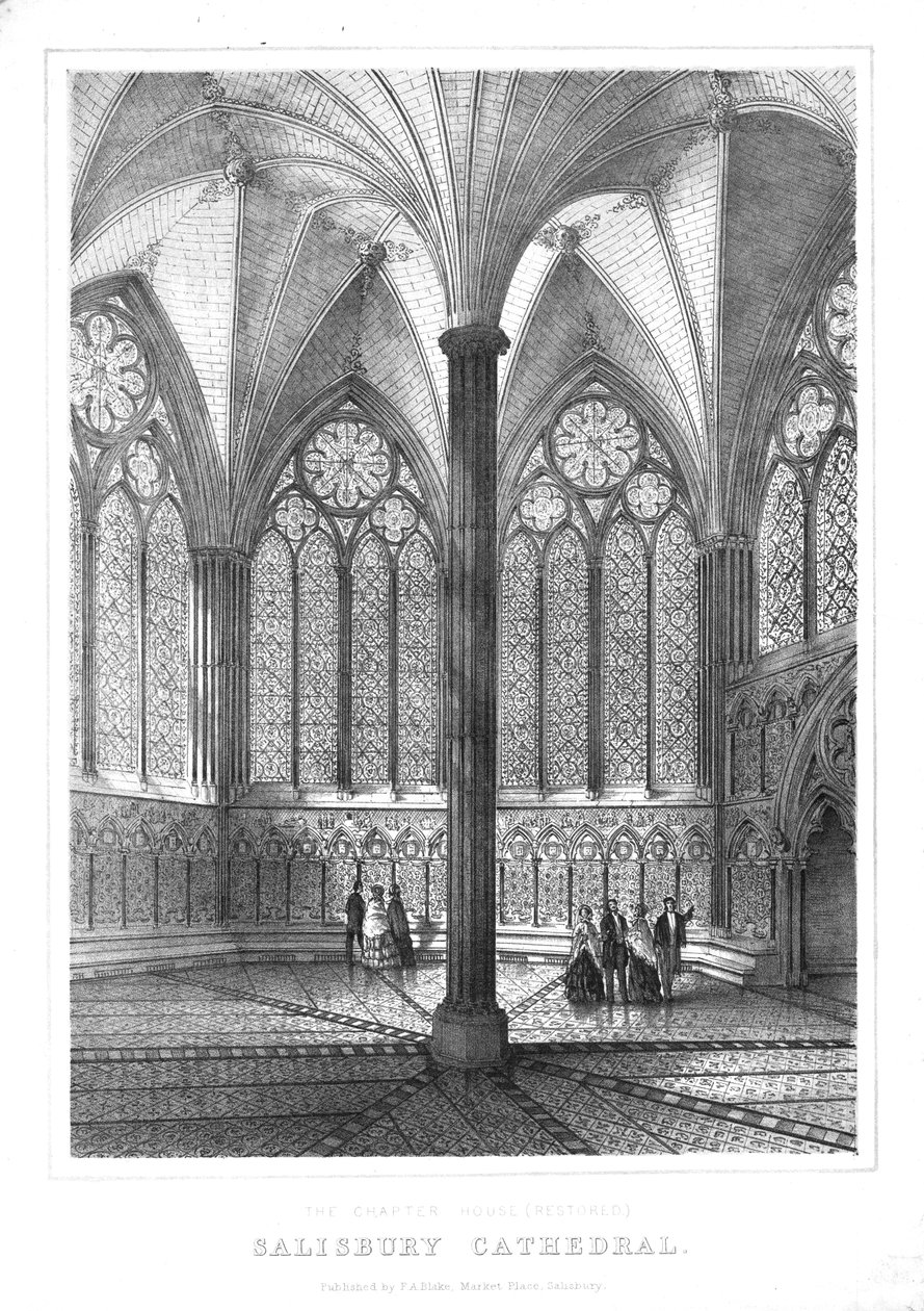 Restaurert Chapter House ved Salisbury Cathedral, midten av slutten av 1800-tallet. av Unbekannt