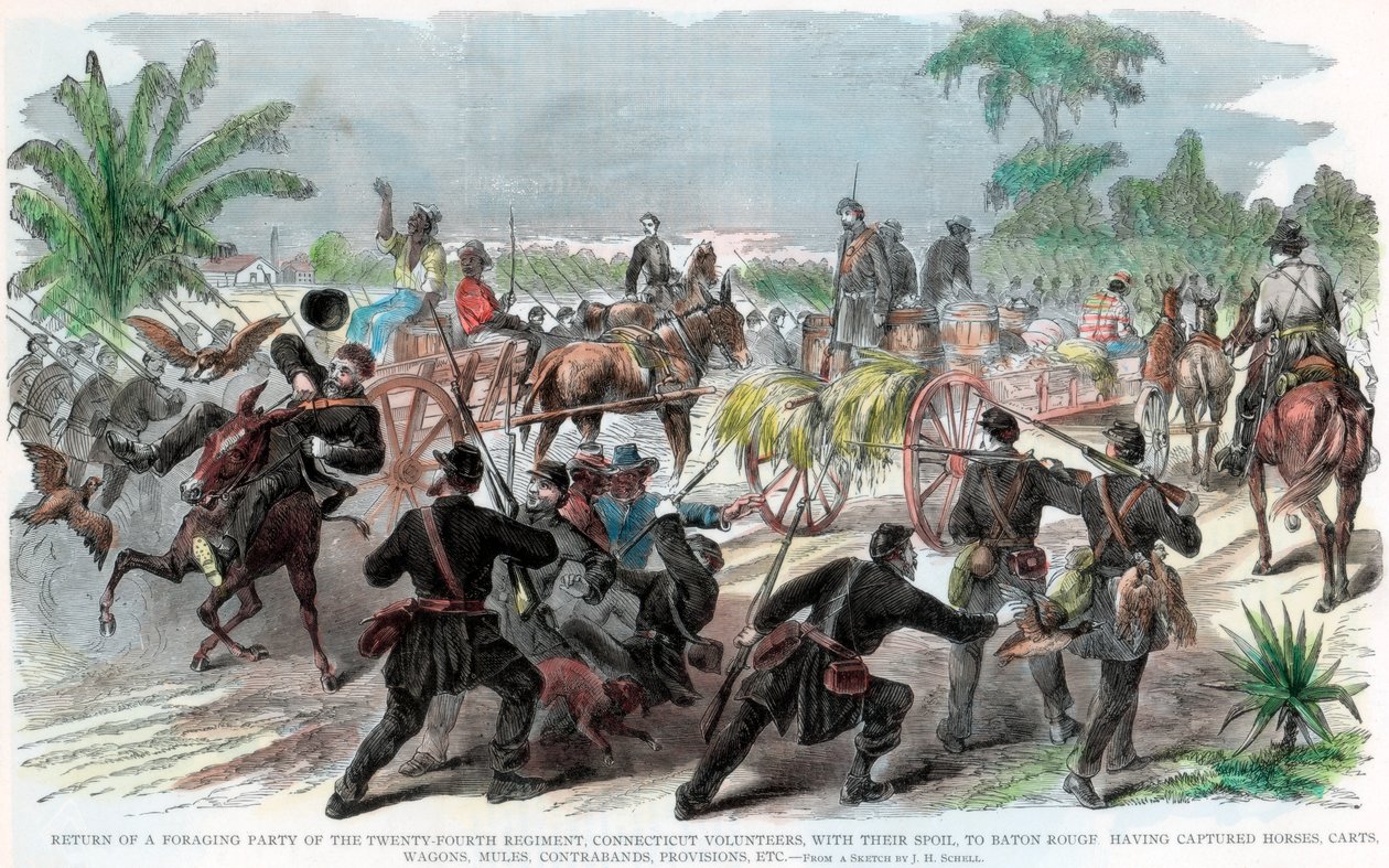 Retur av en fôrgruppe til Baton Rouge, Louisiana, amerikansk borgerkrig, c1862 av Unbekannt