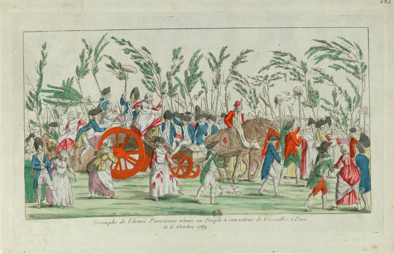 Hjemreise fra oktobermarsjen til Versailles, 1789, 1789. av Unbekannt