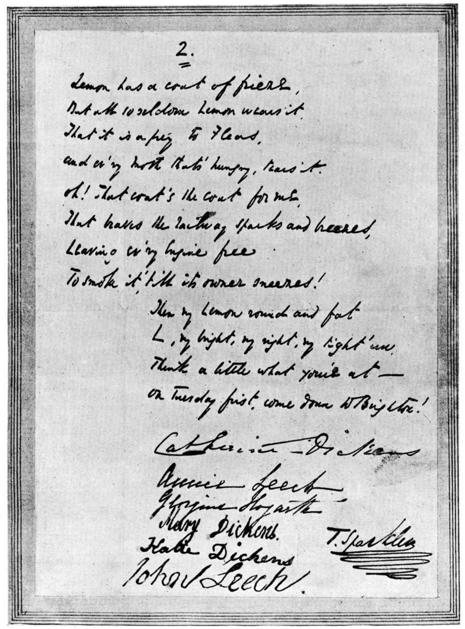 Rimebrev fra Charles Dickens til Mark Lemon, midten av 1800-tallet 1901 av Unbekannt