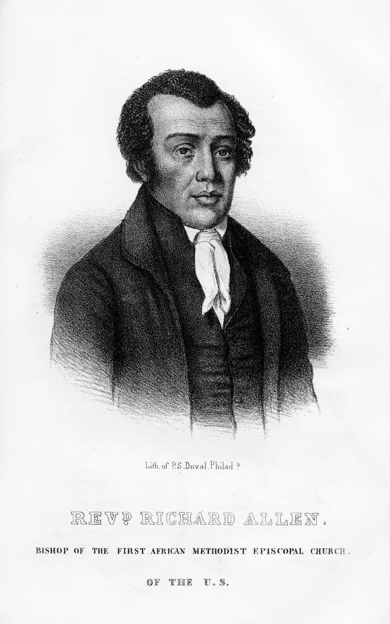 Richard Allen, afroamerikansk grunnlegger av African Methodist Episcopal Church, 1854 av Unbekannt