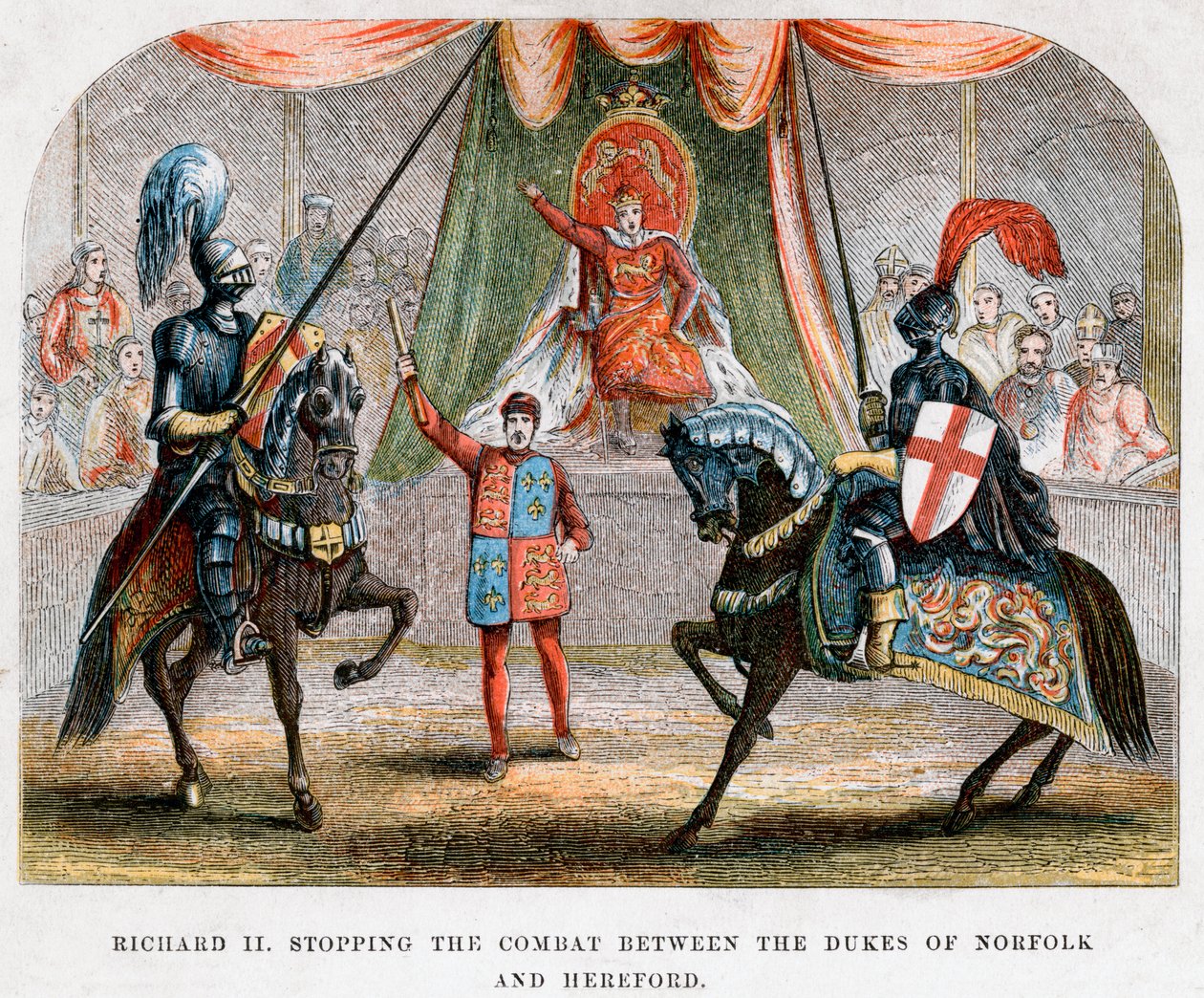 Richard II stoppet kampen mellom hertugene av Norfolk og Hereford, 1398 av Unbekannt