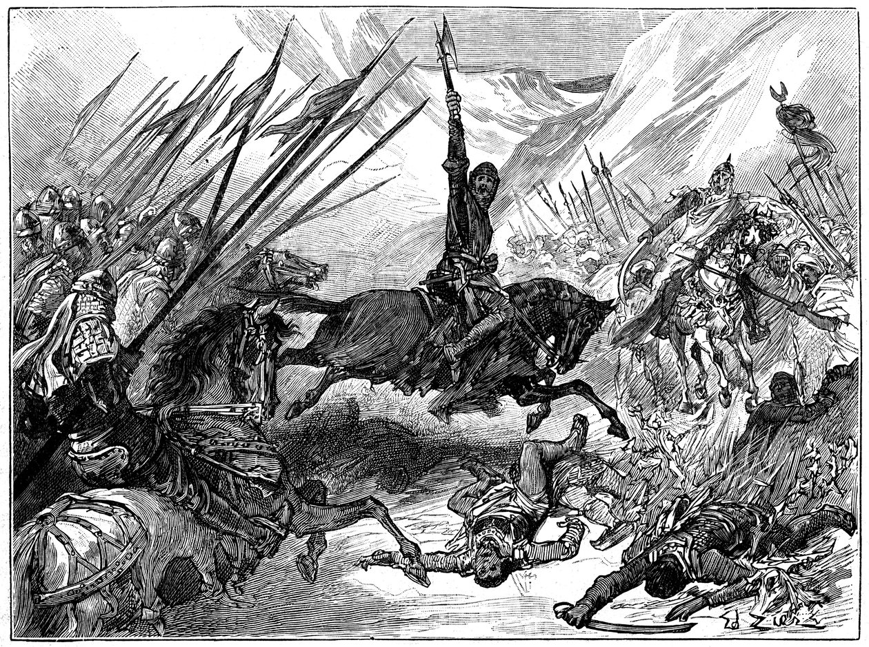 Richard I, Coeur de Lion i slaget ved Arsuf, 1191, c1880 av Unbekannt
