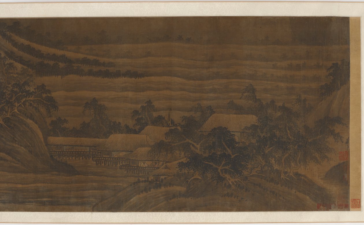 River Valley med hus og templer, Ming-dynastiet, 1400-1500-tallet. av Unbekannt
