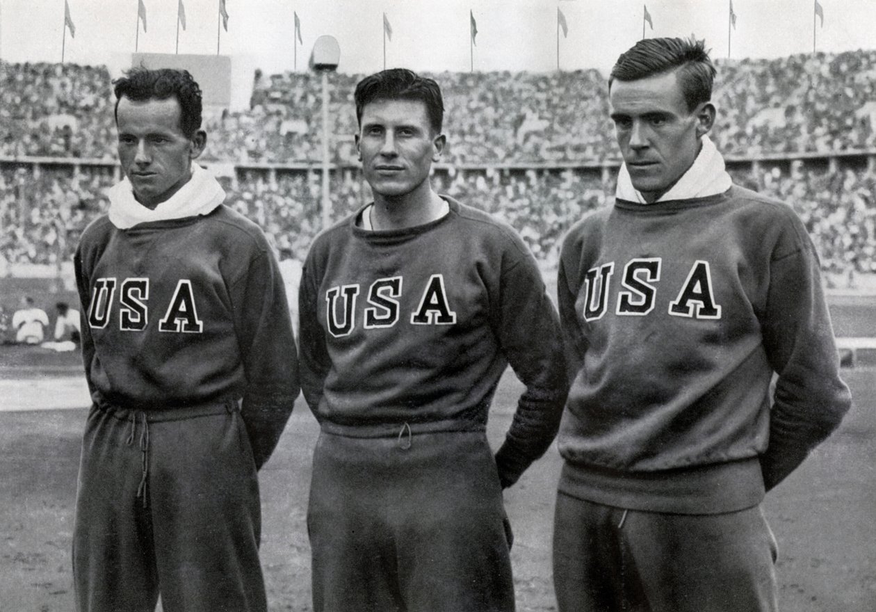 Robert Clark, Glenn Morris, John Parker, amerikanske tikamper, OL i Berlin, 1936 av Unbekannt