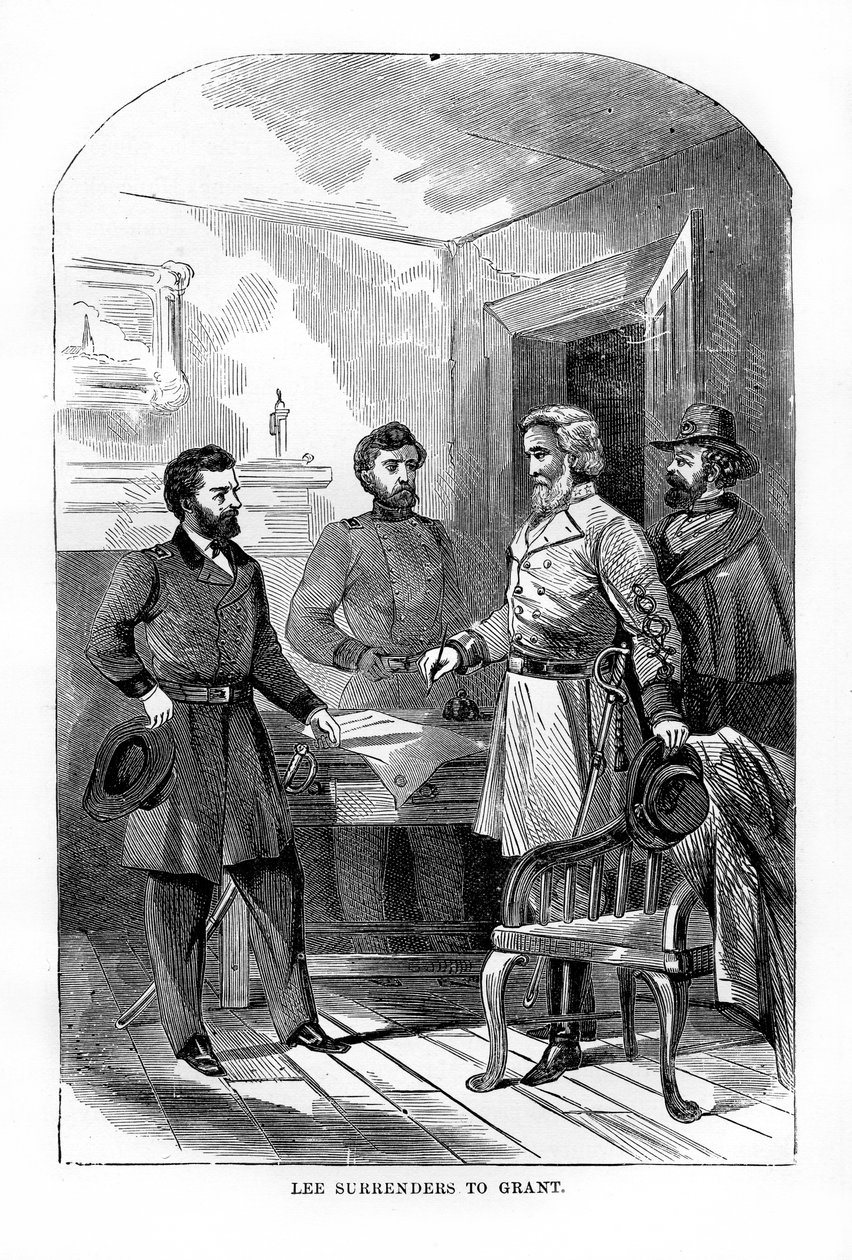 Robert E Lee overgir seg til Ulysses S Grant, 9. april 1865, 1872 av Unbekannt