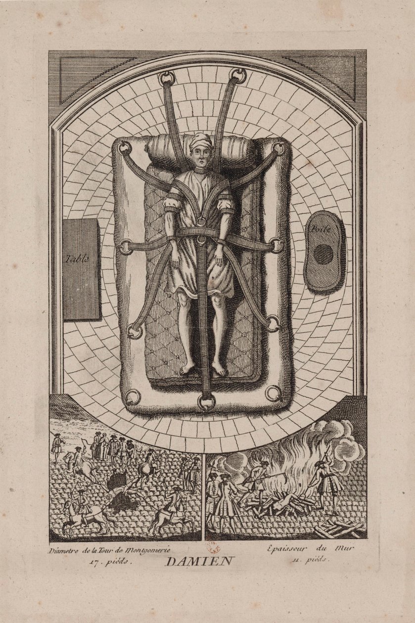 Robert Francois Damiens 1715-1757 på Châtelet, 2. mars 1757. av Unbekannt