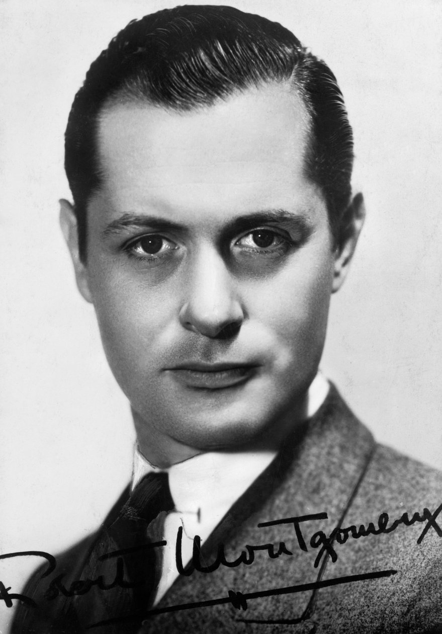 Robert Montgomery 1904-1981, amerikansk skuespiller og regissør, ca 1930-c1940-tallet. Signert fotografi av Unbekannt